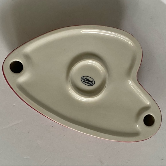 Heart Shaped Cat Bowl Food Pink Ceramic Fish Bones Hand Painted Karherine’s Coll - Picture 8 of 16